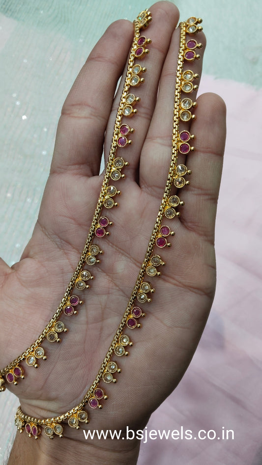 Ruby Gold Polki Anklets Jhanjar Payal Jewellery Prince Set