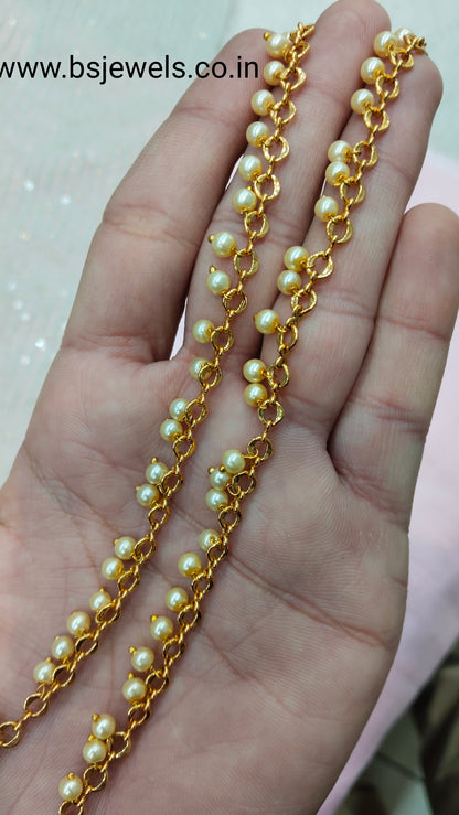 Gold Polki Anklets Jhanjar Payal Jewellery Prince Set