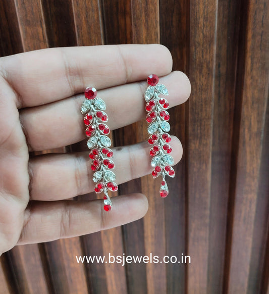 Silver Red Bollywood Spiti Earrings