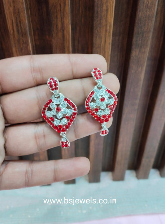 Silver Red Bollywood Spiti Earrings