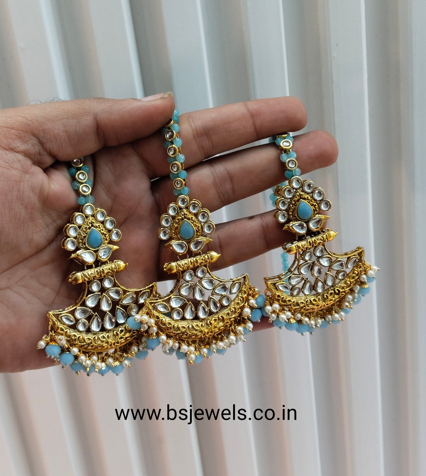 Firoza Bollywood Hero Earrings Tikka Set