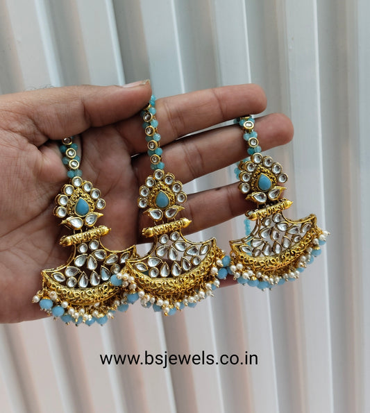Firoza Bollywood Hero Earrings Tikka Set