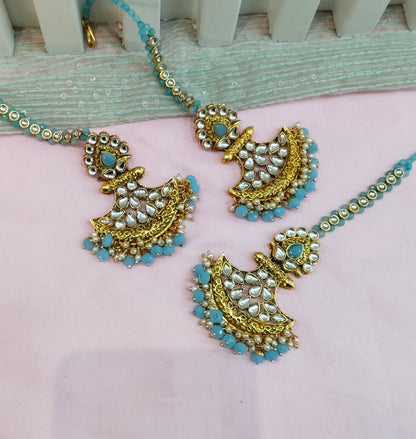 Firoza Bollywood Hero Earrings Tikka Set