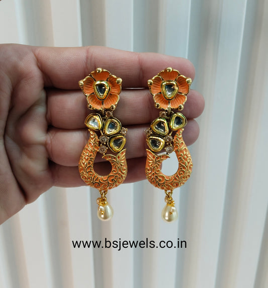 Orange Peach Bollywood Rohit Earrings