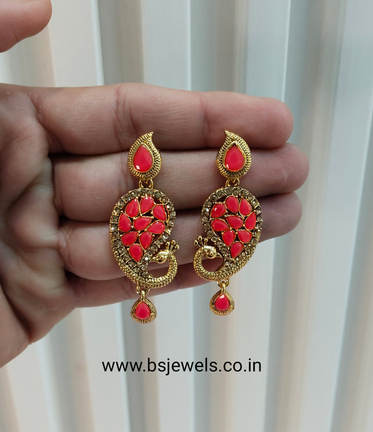 Hot pink Bollywood Rohit Earrings