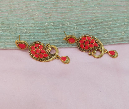 Hot pink Bollywood Rohit Earrings