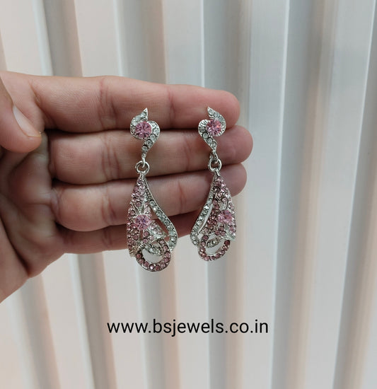 Silver Pink Bollywood Rohit Earrings