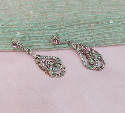 Silver Pink Bollywood Rohit Earrings