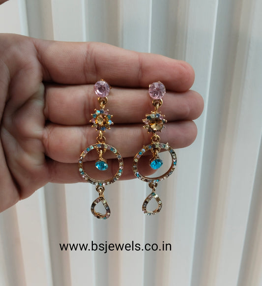 Sky Blue Pink Bollywood Rohit Earrings