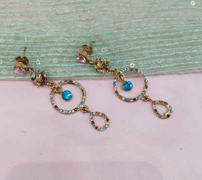 Sky Blue Pink Bollywood Rohit Earrings
