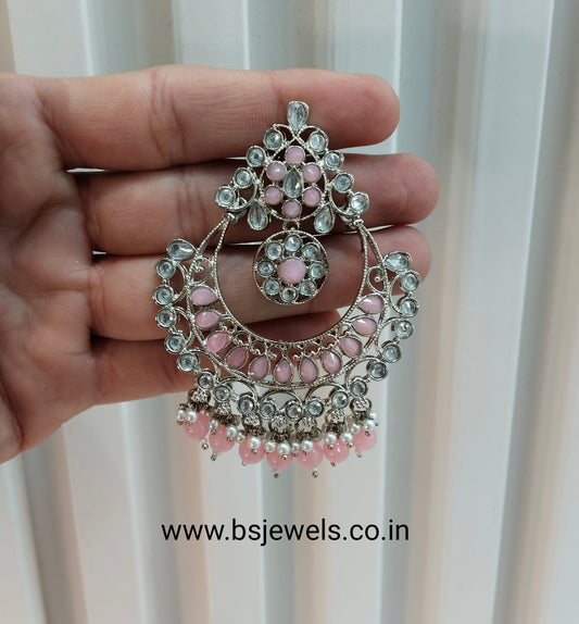 Silver Pink Bollywood Rohit Earrings
