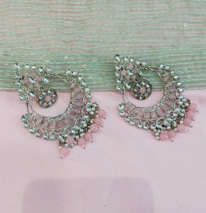 Silver Pink Bollywood Rohit Earrings