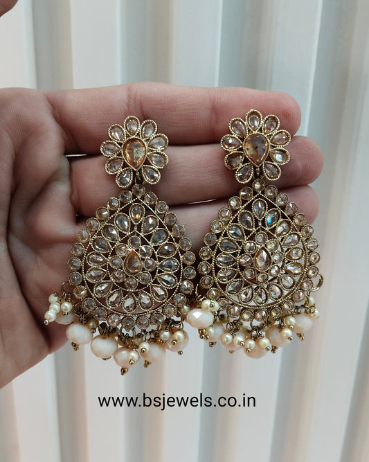 Gold Pink Bollywood Rohit Earrings Tikka Set