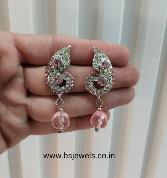 Silver Pink Bollywood Rohit Earrings