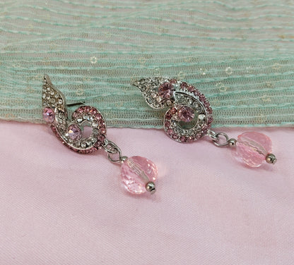 Silver Pink Bollywood Rohit Earrings