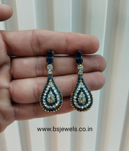 Silver Blue Bollywood Virat Earrings
