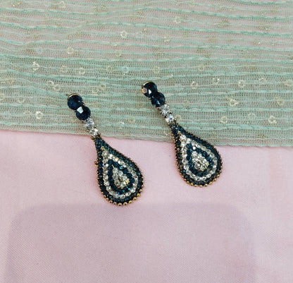 Silver Blue Bollywood Virat Earrings