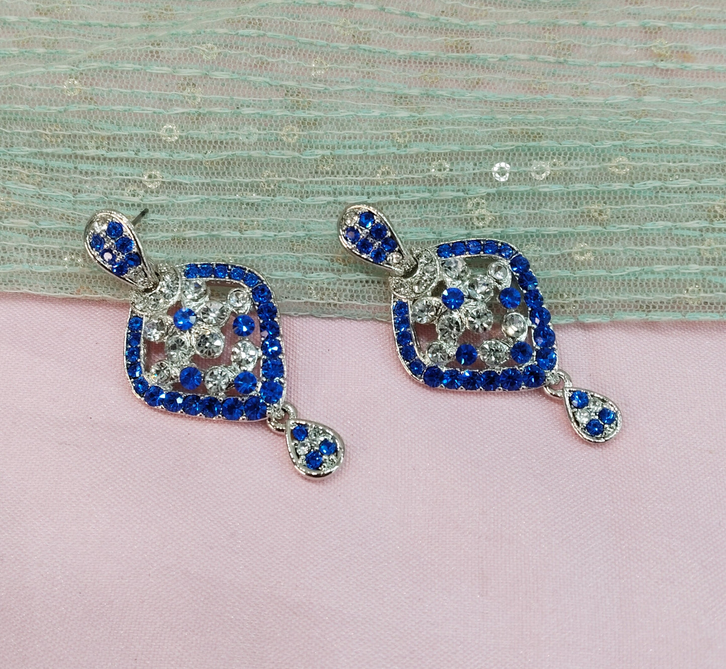 Silver Blue Bollywood Virat Earrings