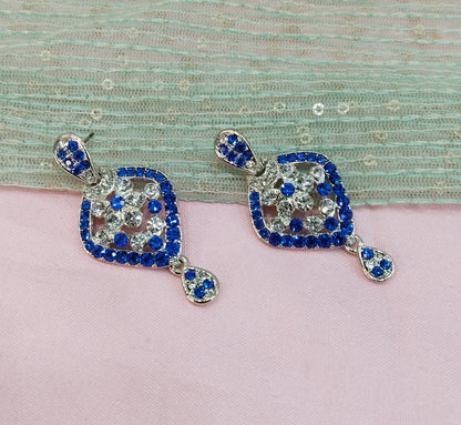 Silver Blue Bollywood Virat Earrings