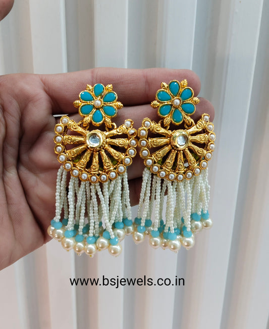 Sky Blue Bollywood Virat Earrings