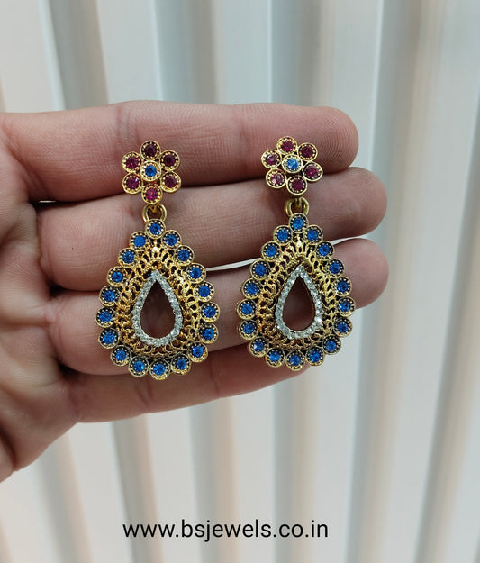 Ruby Blue Bollywood Virat Earrings