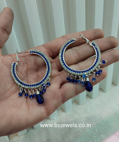 Silver Blue Bollywood Virat Earrings