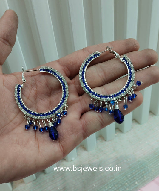 Silver Blue Bollywood Virat Earrings