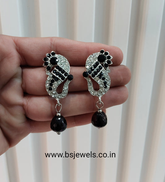 Silver Black Bollywood Pant Earrings