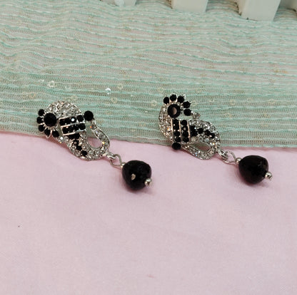 Silver Black Bollywood Pant Earrings