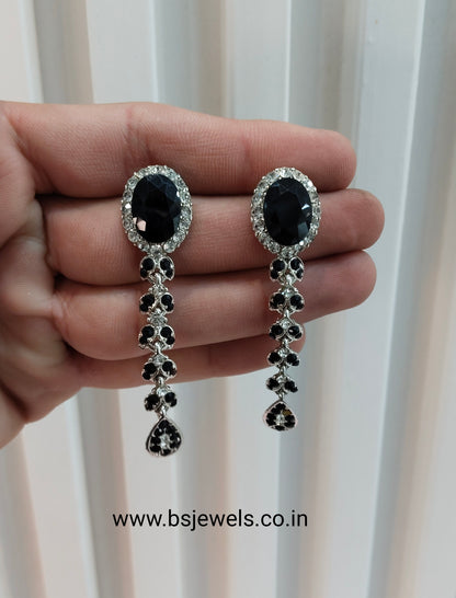 Silver Black Bollywood Pant Earrings