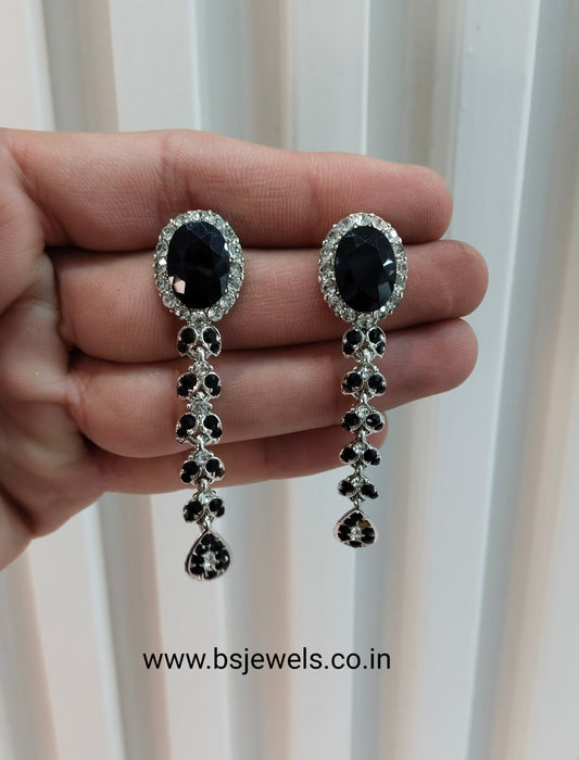 Silver Black Bollywood Pant Earrings
