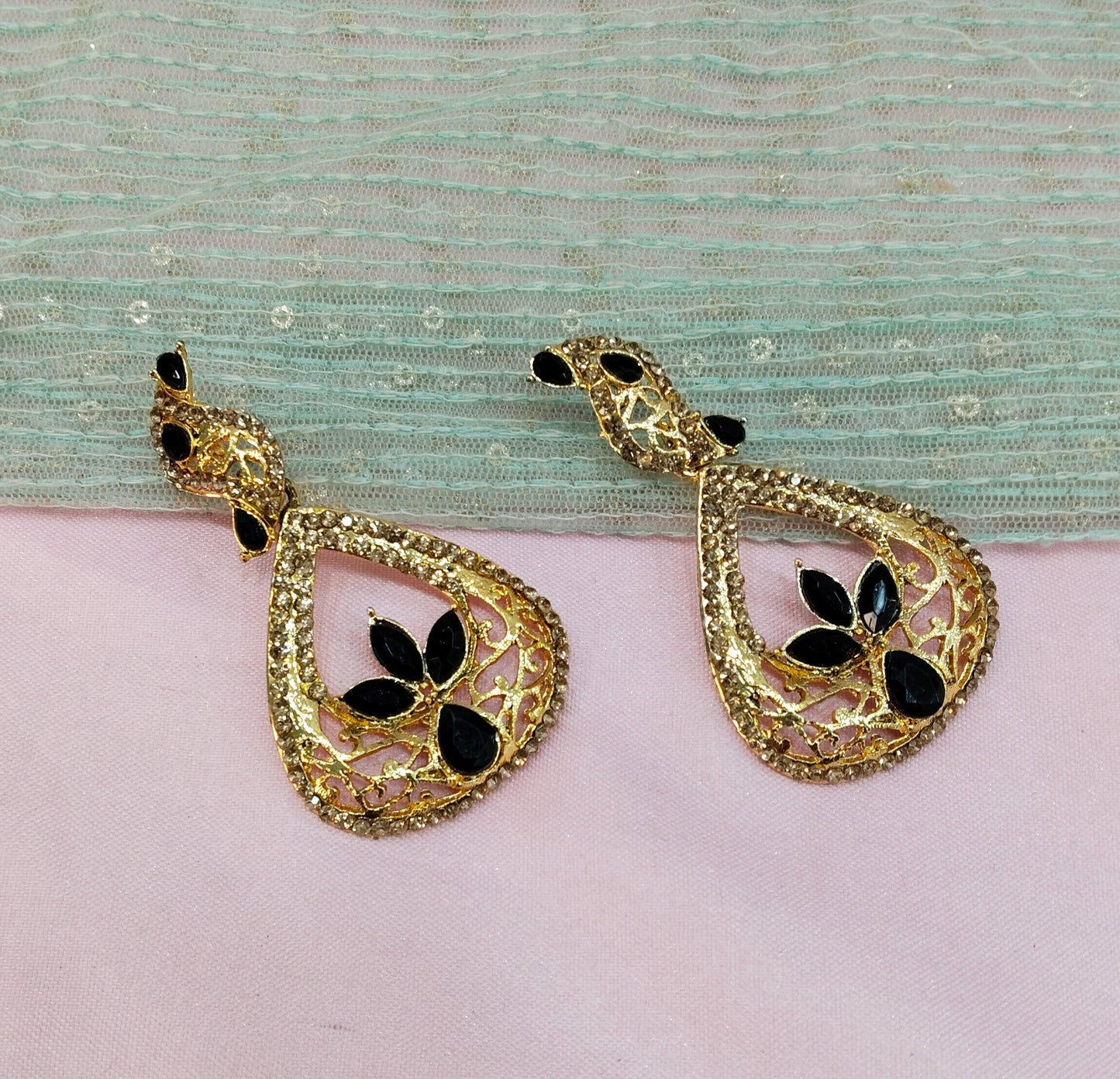 Black Bollywood Pant Earrings