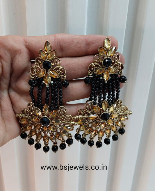 Black Bollywood Pant Earrings