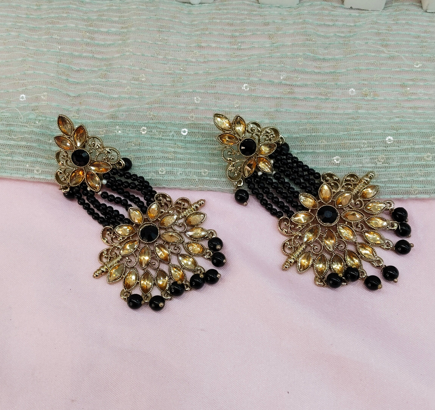 Black Bollywood Pant Earrings