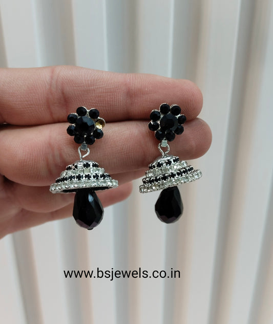 Silver Black jhumki Bollywood Pant Earrings