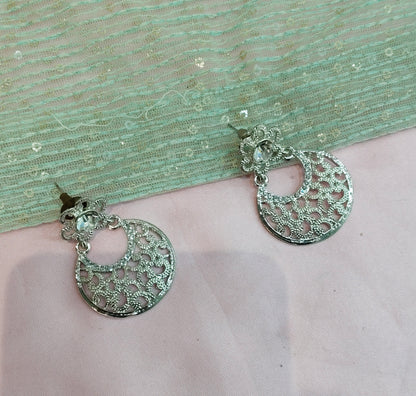 Silver White Bollywood Shubman Earrings