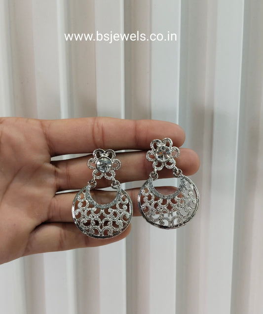 Silver White Bollywood Shubman Earrings