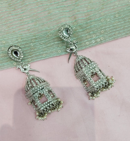 Silver White Bollywood Shubman Earrings