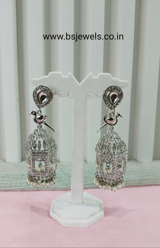 Silver White Bollywood Shubman Earrings