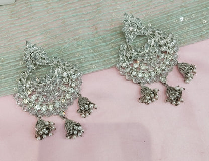 Silver White Bollywood Shubman Earrings