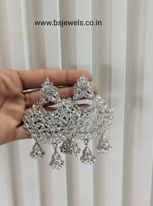 Silver White Bollywood Shubman Earrings