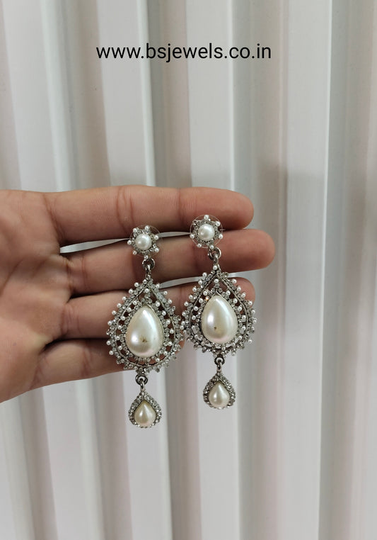 Silver White Bollywood Shubman Earrings