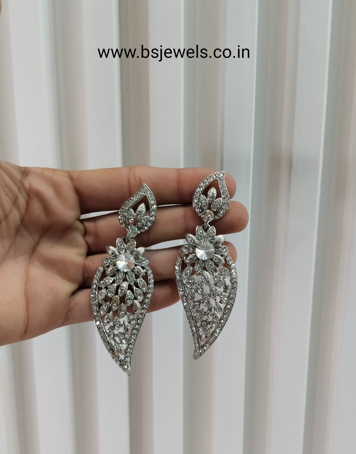 Silver White Bollywood Shubman Earrings
