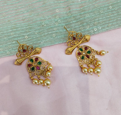 Ruby Green Bollywood Rahul Earrings