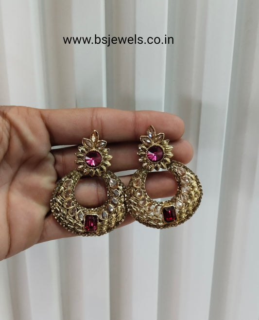 Majenta Bollywood Rahul Earrings