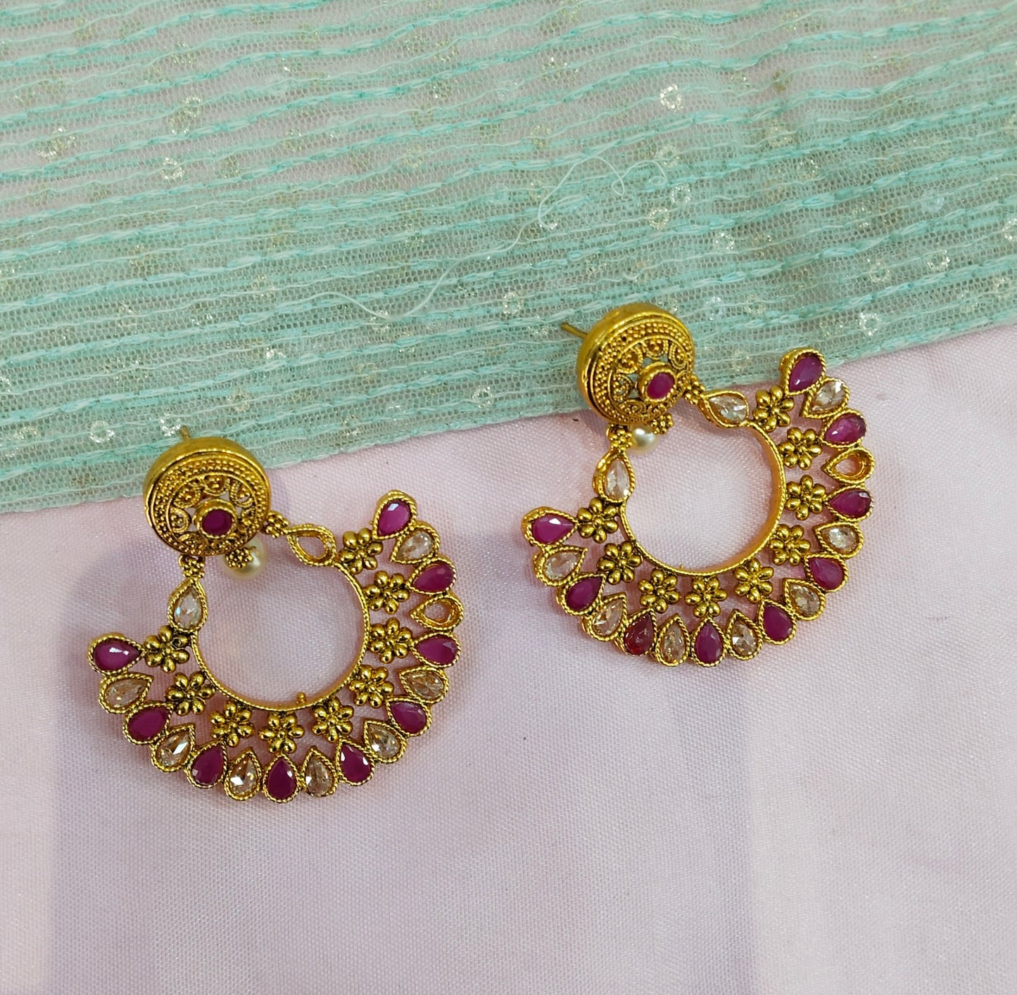 Majenta Bollywood Rahul Earrings
