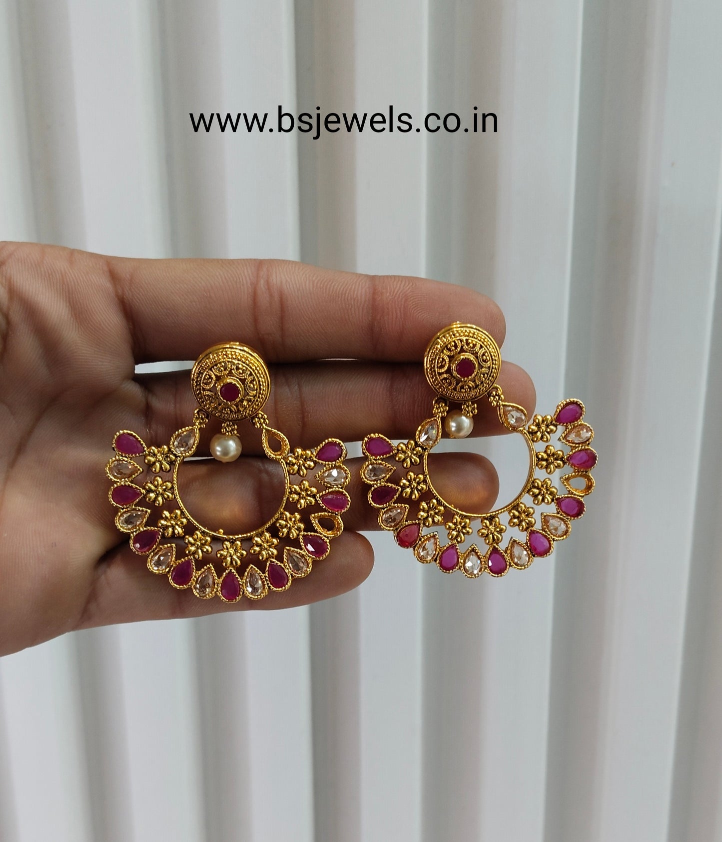 Majenta Bollywood Rahul Earrings