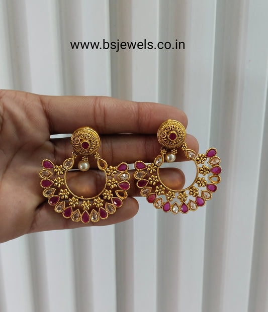Majenta Bollywood Rahul Earrings