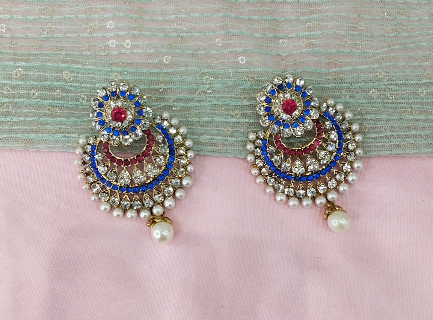 Blue Majenta Bollywood Rahul Earrings