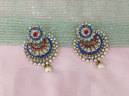 Blue Majenta Bollywood Rahul Earrings